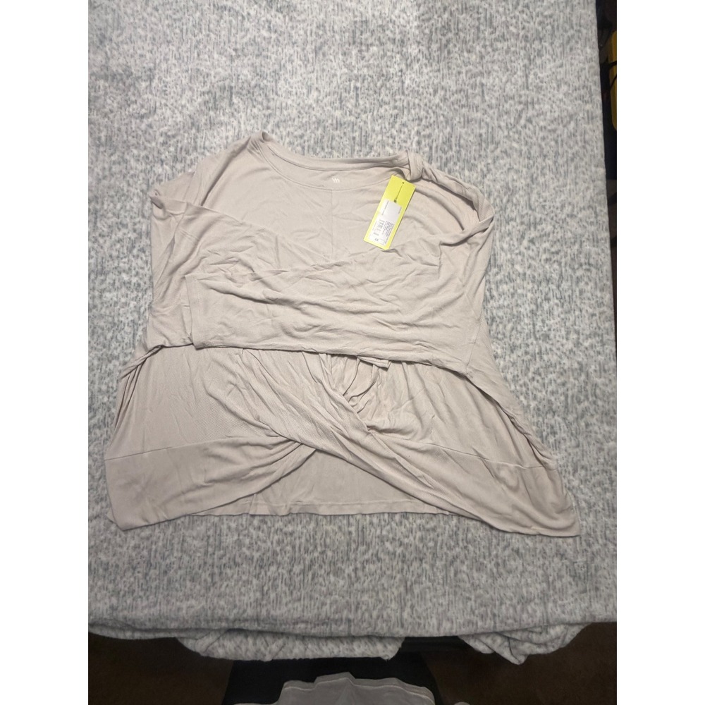 All in Motion Light Beige Twist Front Long Sleeve Top 4X NWT